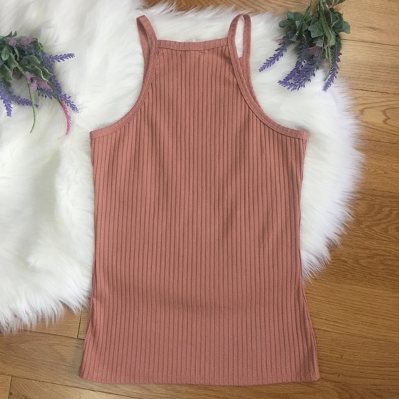 Bozzolo Coral/Peach High Neck Halter Tank Top L - Picture 5 of 6